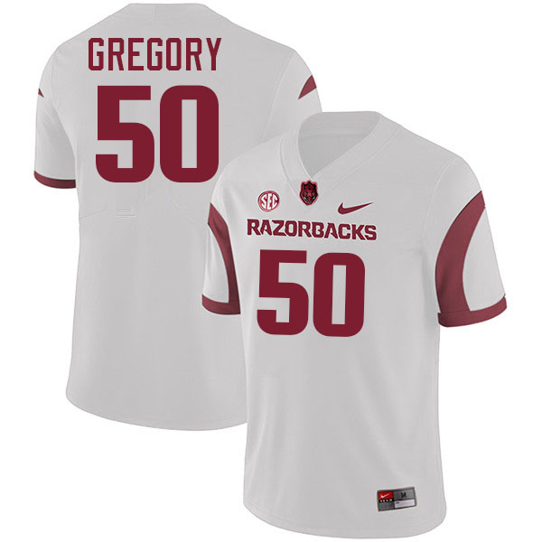 Eric Gregory Arkansas Jersey,Arkansas Razorbacks #50 Eric Gregory Jersey Youth College-Retro White